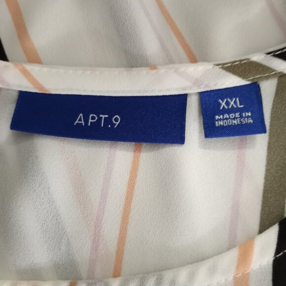 Apt. 9 White Multicolor Vertical Stripe Long Sleeve Pullover Tunic Womens XXL - Picture 7 of 8